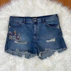 Express Jeweled Denim Shorts